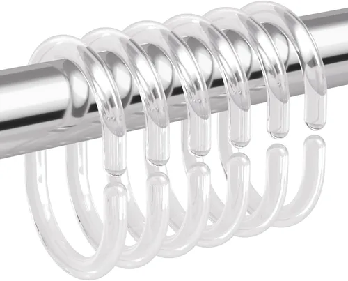 Vista 10 de Amazer Anillos negros para cortina de ducha, 24 anillos de plástico para cortina de ducha, ganchos de plástico para cortina de ducha de baño