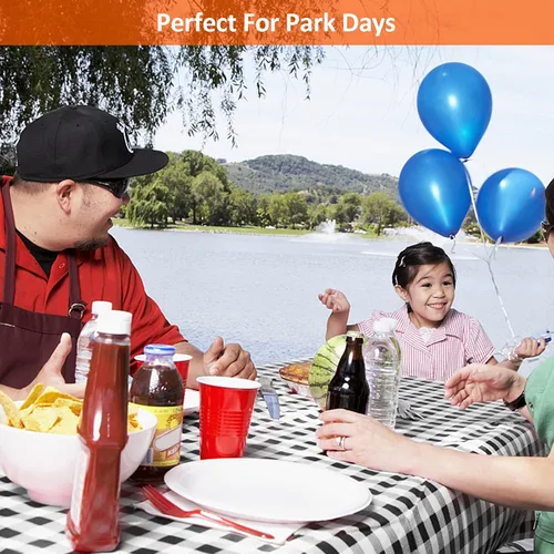 Vista 7 de KENOBEE Funda para Mesa y Banco de Picnic de 5 Pies, Esenciales de Camping Equipo para RV, 60 Pulgadas Impermeable Resistente al Viento Mantel
