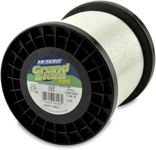 Sedal de Pesca de Monofilamento HI-SEAS Grand Slam - Fuerte y Resistente a la Abrasión en Transparente, Rosa, Verde, Azul Ahumado, Amarillo Amarillo