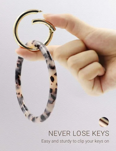 Vista 4 de Mymazn Llavero pulsera de pulsera para mujer, llavero redondo de acetato