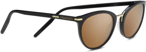 Serengeti Elyna Shiny BlackMineral Polarized Drivers Gold MediumLarge Sunglasses Unisex-Adult, One Size