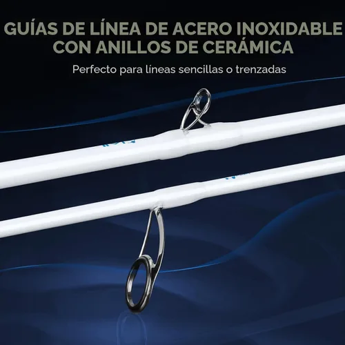 Vista 3 de KastKing Centron Lite Set de 2 cañas de pescar de grafito IM6/guías de acero inoxidable con anillos de cerámica/asas contorneadas de EVA/talón