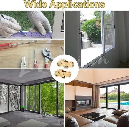 Vista 7 de 2 piezas de rodillo tándem para puerta corredera, conjunto de rodillos tándem para puerta corredera de vidrio de 1-1/4 pulgadas de servicio pesado