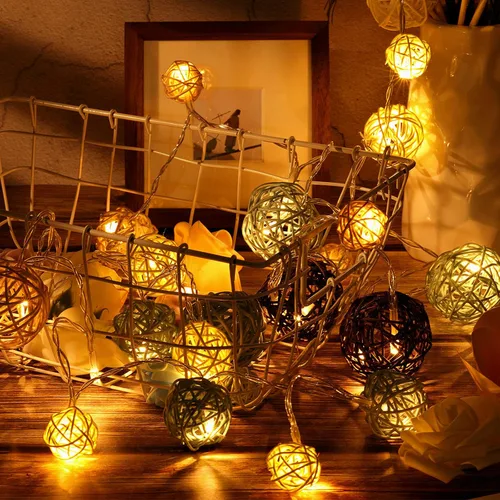 Vista 6 de Patelai 36 Piezas Bolas de Mimbre de Ratán Bolas Decorativas para Jarrón Centro de Mesa Tazones Relleno de Esferas para Decoración del Hogar, 4