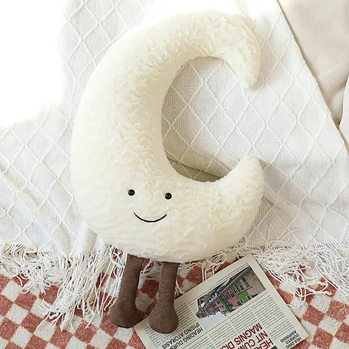 Almohada de sofá con diseño de luna, estrella y sol | Almohada decorativa de soporte lumbar | Almohada decorativa suave de felpa (38,1 cm, Luna)