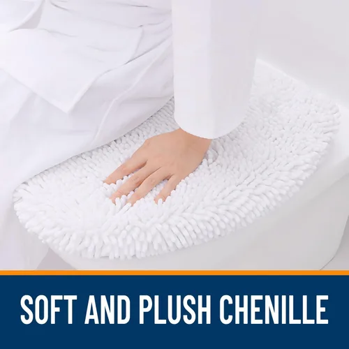 Vista 2 de OLANLY Funda de chenilla suave para tapa de inodoro de baño, lavable a máquina, 17.5 x 15 pulgadas, parte trasera de goma que se mantiene en su
