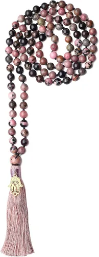 COAI Collar Mala de piedra anudada a mano con 108 cuentas