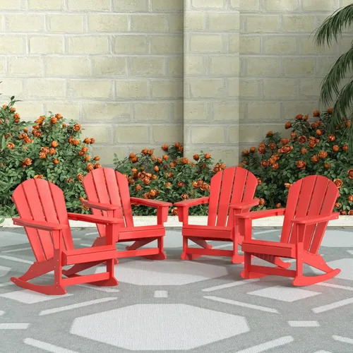 Vista 34 de WestinTrends Malibu Silla mecedora de polietileno Adirondack para exteriores/patio, azul marino