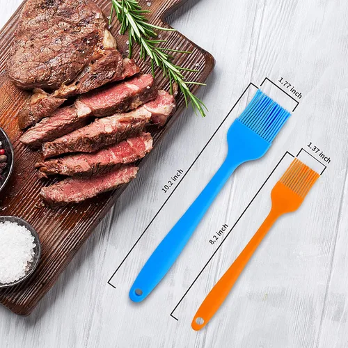 Fanglcy Juego de 3 cepillos de silicona para untar y repostería, paquete de 3 cepillos resistentes al calor y 2 espátulas de silicona para aceite,