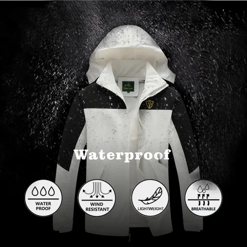 Vista 36 de GIISAM Chaqueta de lluvia para hombre, impermeable, ligera, para exteriores, rompevientos con capucha
