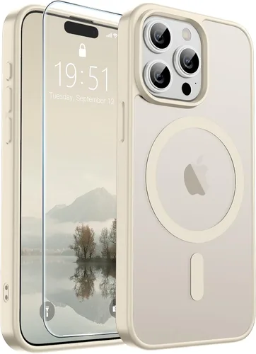 Vista 239 de SUPFINE - Funda magnética para iPhone 14 Pro Max (compatible con MagSafe), (protección contra caídas de grado militar de 10 pies), delgada, Negro