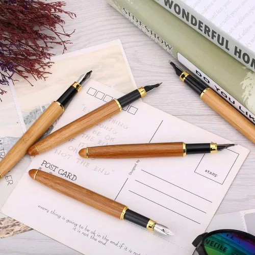 Vista 6 de Plumas estilográficas, 1pc Caligrafía Arte Pluma Estilográfica, Punta de cincel Punta de Escribir Gótica Árabe Cursiva, con Mango de Madera