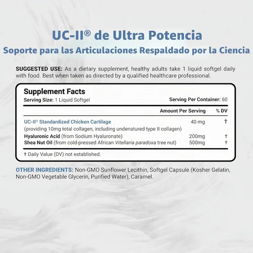 Vista 2 de Naturalis UC-II 40 mg 60 cápsulas blandas Salud articular, movilidad