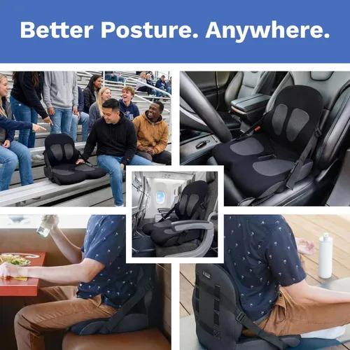 Vista 6 de Almohada de apoyo lumbar para silla de oficina Cojín de espuma viscoelástica ajustable, desarrollado por médicos, alivio ergonómico de la presión