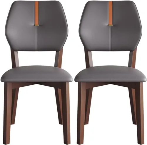 Vista 18 de YVYKFZD Solid Wood Dining Chairs Set, Leather Dining Room Chair, Armless Kitchen Chairs with Back, Upholstered Living Room Chair, for Bedroom Dark