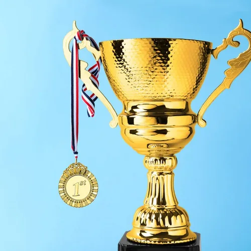 Vista 5 de 12 Medallas de premio de bronce de oro y plata con cinta de cuello rojo, blanco y azul, 2 pulgadas por MOMOONNON