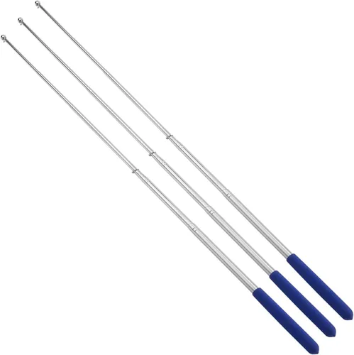 Bettomshin 3 piezas de 5.3 pies de puntero telescópico azul para profesores, poste de bandera guía de acero inoxidable, para presentación de