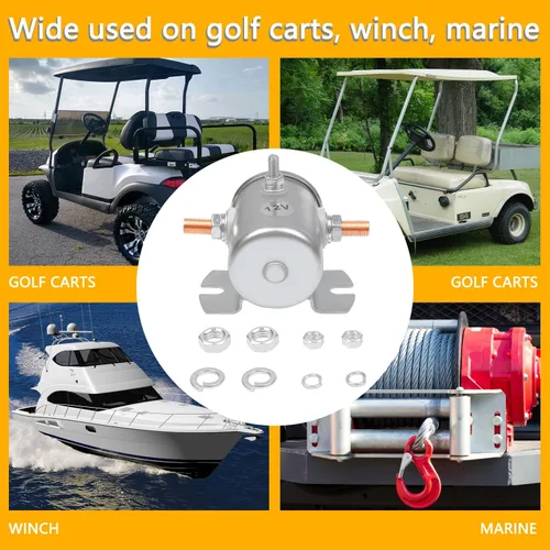 Vista 6 de Relé solenoide de servicio continuo máximo de 200 A compatible con carrito de golf, marina, relé solenoide de 3 terminales de cabrestante 12V