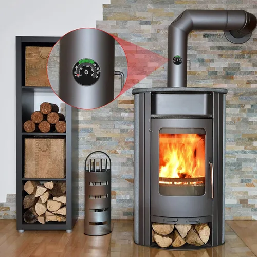 Vista 6 de Xiwei Termómetros magnéticos para estufa, termómetro de monitoreo de acero inoxidable, termómetros magnéticos para chimenea, temperatura del horno