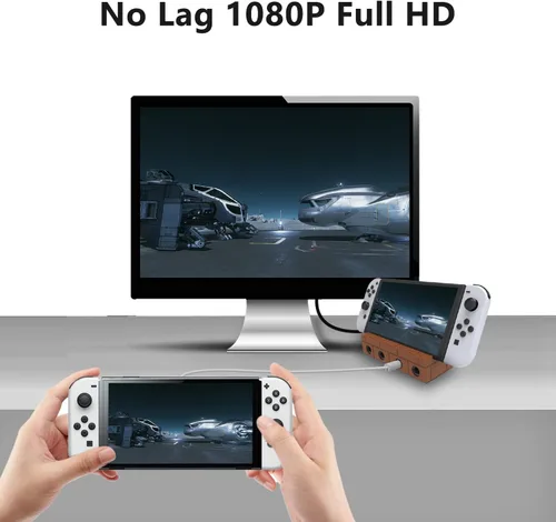 Vista 7 de YOXXZUS Base de interruptor, muelle de TV con adaptador de controlador Gamecube para interruptorinterruptor OLED