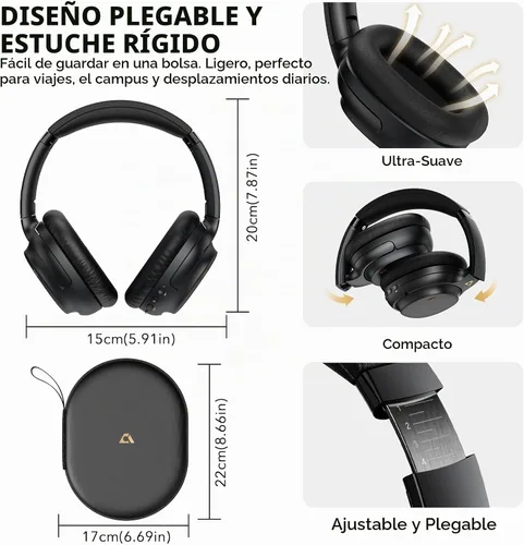 Vista 8 de 1Mii E700 Auriculares con cancelación de ruido Bluetooth inalámbrico LDAC
