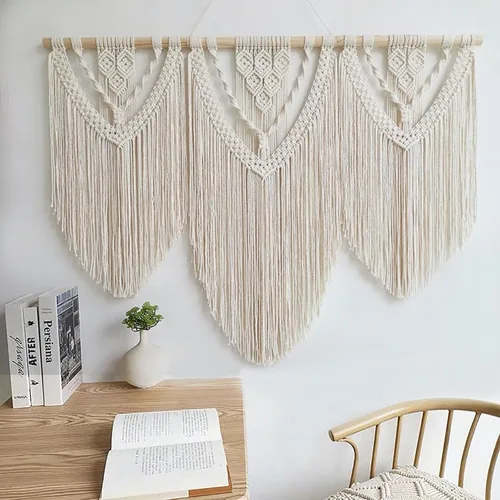 Vista 3 de Achart Colgante de Macramé para Pared Grande- Decoración de Pared Boho- Arte de Pared Grande- Decoración de Pared para Sala de Estar- Tapiz
