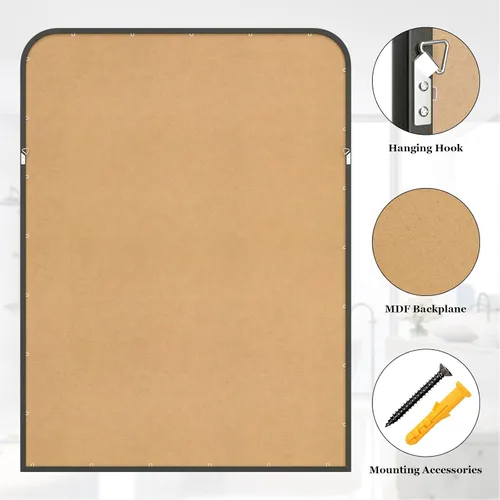 Vista 7 de WallBeyond Espejos de baño de madera negra para montar en la pared, 30 x 40 pulgadas, espejos de pared con marco de madera rústica, espejos Negro