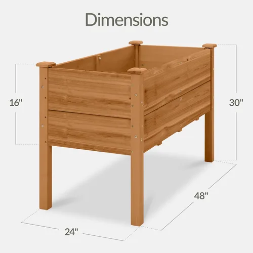 Vista 2 de Best Choice Products Cama de jardín elevada de 48 x 24 x 30 pulgadas con profundidad extra profunda de 16 pulgadas, soporte para maceta de madera