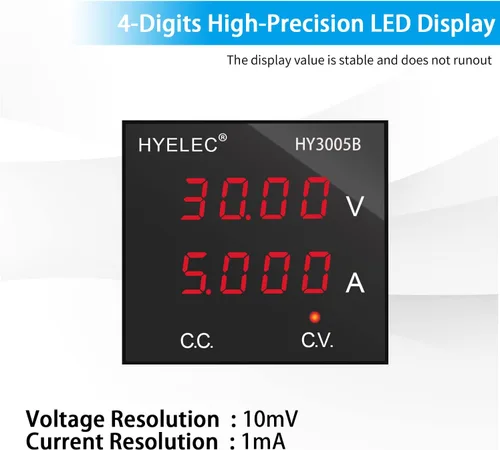 Vista 4 de Fuente de alimentación de CC variable, fuente de alimentación de banco de CC regulada de conmutación ajustable de 30 V 5 A con pantalla LED de 4