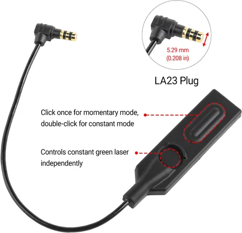 Vista 5 de Airsoft - Vista láser táctica PEQ de metal con interruptor de presión doble LA23, 8 modos con luz roja/verde+IR+blanca con ajuste de brillo, apto