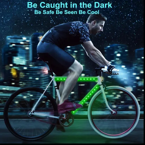 Vista 3 de 2 luces de bicicleta de 16 pulgadas para montar por la noche con caja de batería, muchos modos intermitentes, control de aplicación, luces RGB