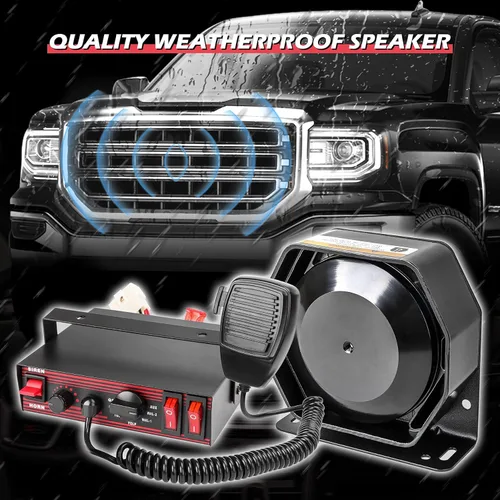 Vista 7 de Sirena de Policía 8 Tonos Sistema PA 130DB 200 Vatios, Micrófono de Mano de Servicio Pesado, Interruptor Auxiliar Doble de 20A, Sirena de Emergencia