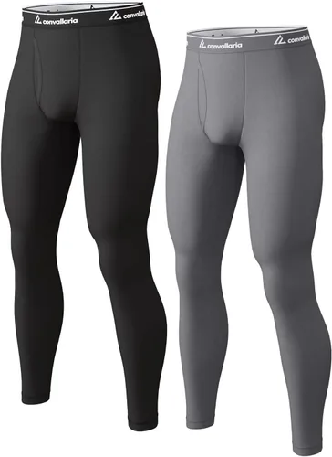 4 or 2 Pack Men's Thermal Pants Fleece Lined Long Johns Bottom Base Layer Negro/Gris