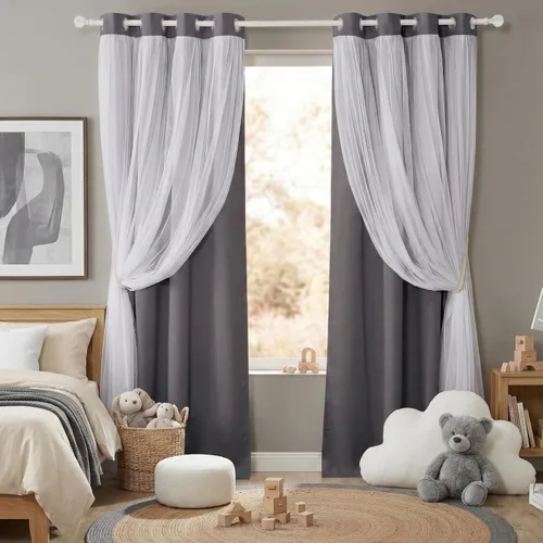 Vista 16 de PONY DANCE Cortinas para Sala de 84 Pulgadas de Largo - Cortinas con Capa Traslúcida, 52 Pulgadas de Ancho, Paneles para Tratamiento de Ventanas