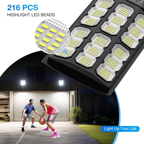 Vista 7 de Farolas solares para exteriores, luces LED solares de 20000 lm con control remoto, luces con sensor de movimiento, para exteriores, patio, garaje