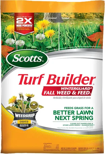 Vista 12 de Scotts Turf Builder WinterGuard Fall Weed & Feed3, Herbicida Plus Fertilizante de Otoño, 4,000 pies cuadrados, 11.43 libras.
