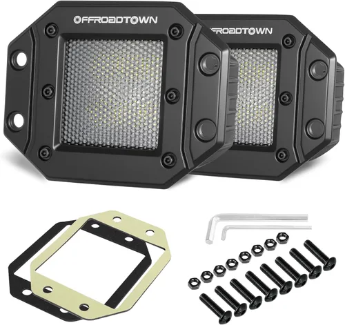 Vista 10 de Cápsulas LED de Montaje Empotrado, OFFROADTOWN 5'' 12,000LM Luces de Conducción LED CREE Luz de Reversa Luz de Respaldo Barra de Luz Empotrada Luces