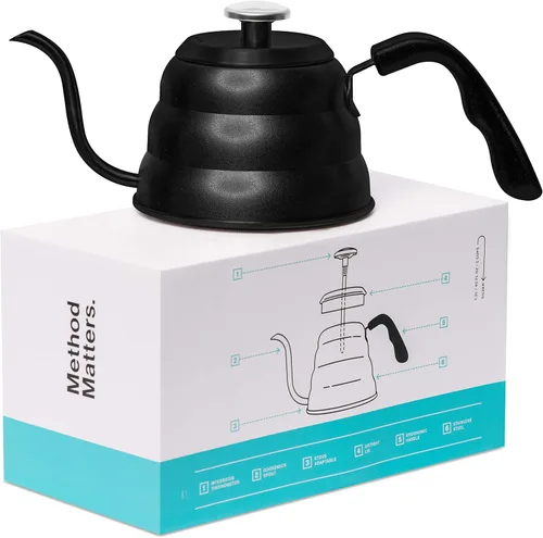 Vista 10 de Barista Warrior - Hervidor de café de cuello de cisne con termómetro – Hervidor de cuello de cisne para café y té, de acero inoxidable para todas