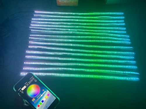 Vista 4 de Bluetooth + control remoto, 14 unidades, 5 pies, 4.6 ft, RGB Chasing Flow Underglow, luces de capó, kit de iluminación iluminada para Polaris