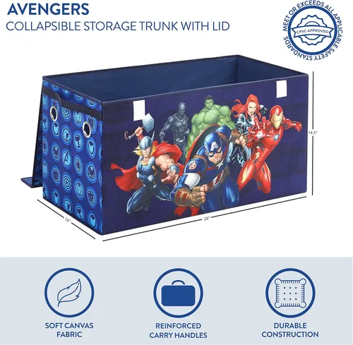Vista 2 de Idea Nuova Los Vengadores - Baúl de almacenamiento plegable para juguetes de niños, duradero, con tapa