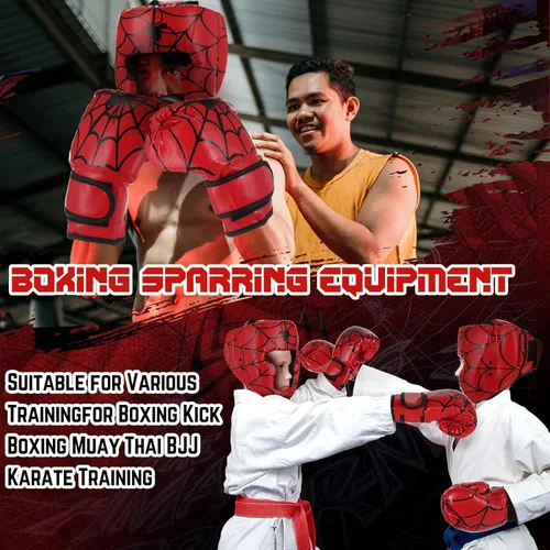Vista 4 de Set de protección para la cabeza y guantes de boxeo Arrowbash para niños, guantes de boxeo de 6 oz y protección para la cabeza de lucha