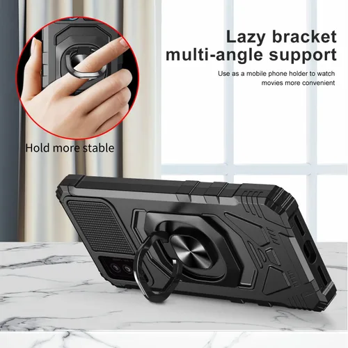 Vista 5 de Customerfirst for Wiko Voix U616AT Phone Case, with Tempered Glass Screen Protector Heavy Duty Protection Technology Built-in Kickstand Rugged Black