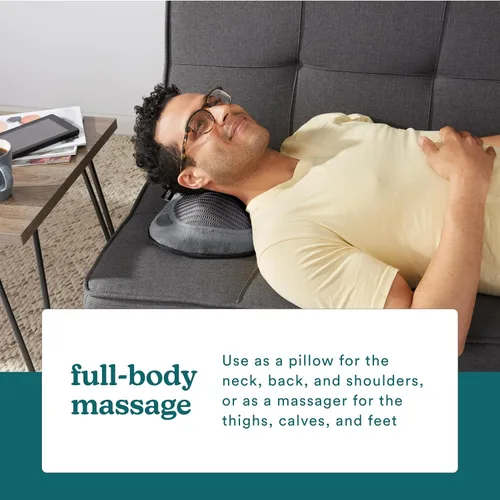 Vista 5 de HoMedics®Cordless Shiatsu All-Body Massage Pillow with Soothing Heat, Reverse Function, Rechargeable Battery, and Integrated Controls –Lightweight