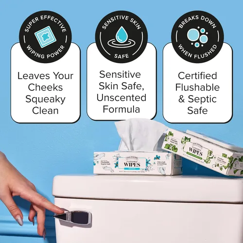 Vista 2 de Poo~Pourri Toallitas desechables, sin perfume, caja dispensadora de 50