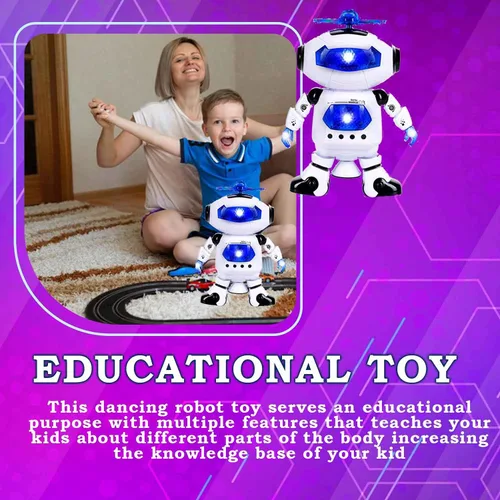 Vista 2 de Robot electrónico caminante bailarín Toysery, juguetes con música para niños, funciona con batería incluida