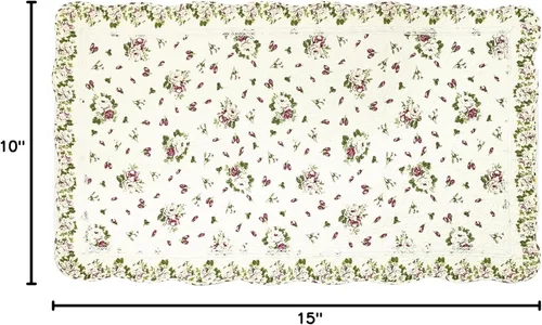 Vista 2 de USTIDE Alfombra de algodón natural de 3 x 5 con diseño de flores de rosas, capullos de flores de rosas desgastadas, lavable a máquina