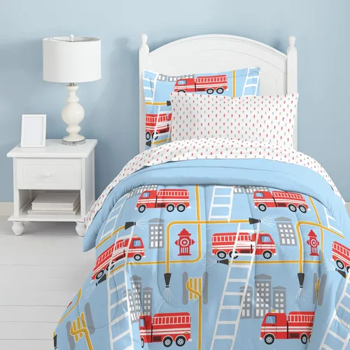 Vista 12 de dream FACTORY - Juego completo de ropa de cama infantil de 5 piezas, de microfibra muy suave, fácil de lavar, tamaño individual, globos de corazón