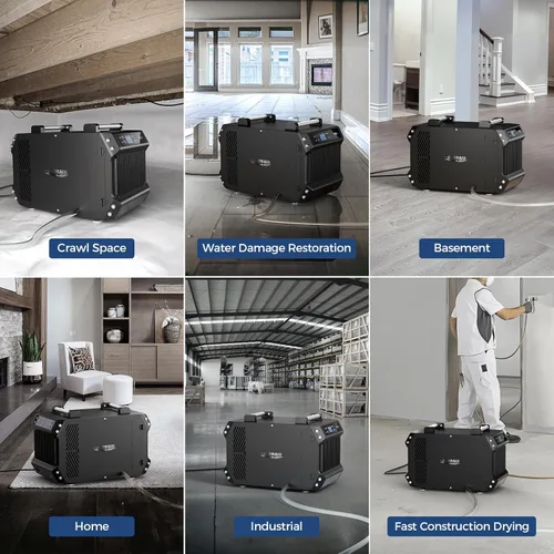 Vista 6 de ALORAIR Deshumidificadores de espacio de arrastre, deshumidificador comercial de 145 pintas para sótanos con manguera de drenaje, deshumidificador