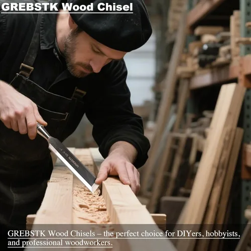 Vista 7 de GREBSTK Juego de 4 cinceles de madera CRV bisel de acero con bordes afilados con tapas de seguridad para carpintería y proyectos de bricolaje