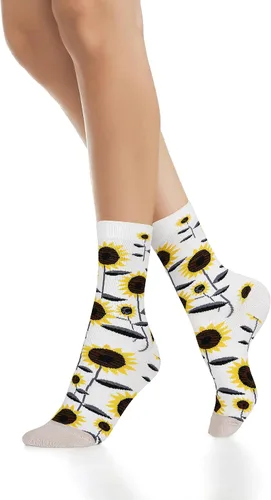 Vista 4 de Benefeet Sox Calcetines divertidos para mujer, calcetines de algodón casuales con estampado floral colorido de animales